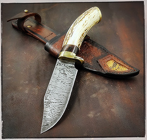 JN handmade damascus hunting knife H27a