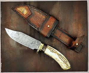 JN handmade damascus hunting knife H27b