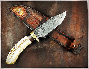 JN handmade damascus hunting knife H27d