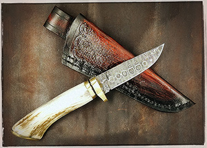 JN handmade Damascus Hunting knife H35c